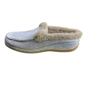 Reaction Kenneth Cole Faux Fur Grey Felt Moccasin Mules - Size 6.5